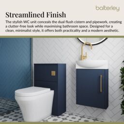 Balterley Cloakroom Suite Right Hand Vanity WC Toilet Tap Set 440mm - Blue Brass in Grey - thumbnail 3
