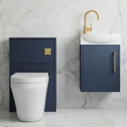 Balterley Cloakroom Suite Right Hand Vanity WC Toilet Tap Set 440mm - Blue Brass in Grey - thumbnail 9