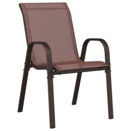 Berkfield Home 3 Piece Garden Bistro Set Brown Textilene & Steel - thumbnail 5
