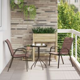 Berkfield Home 3 Piece Garden Bistro Set Brown Textilene & Steel - thumbnail 1