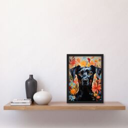 Artery8 Wall Art Print The Good Dog Floral German Pinscher Portrait Framed Picture - Size: A4 - thumbnail 4