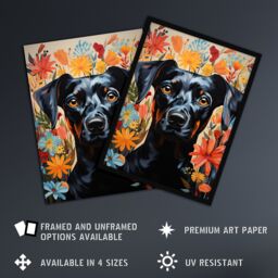 Artery8 Wall Art Print The Good Dog Floral German Pinscher Portrait Framed Picture - Size: A4 - thumbnail 2