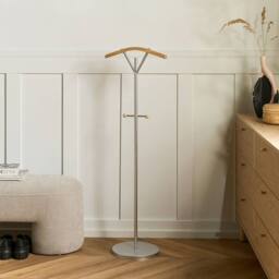Wyld and Coco Silver Coat Rack 130 cm Freestanding Powder Coat Steel Curved Fir - thumbnail 1