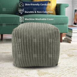 EONLION Mink Beanbag Ottoman Footstools in Pale Green - Size: 100 cm - thumbnail 2