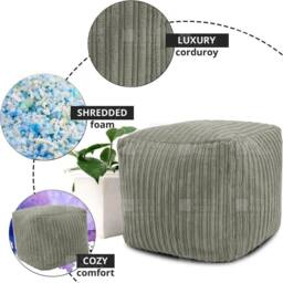 EONLION Mink Beanbag Ottoman Footstools in Pale Green - Size: 100 cm - thumbnail 5