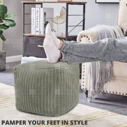 EONLION Mink Beanbag Ottoman Footstools in Pale Green - Size: 100 cm - thumbnail 3