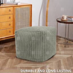 EONLION Mink Beanbag Ottoman Footstools in Pale Green - Size: 100 cm - thumbnail 4