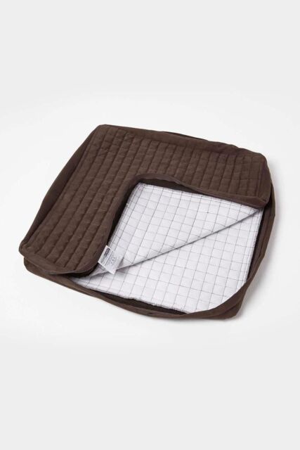 Homescapes Quilted Polyester Armchair Booster Cushion Cover in Chocolate - Size: 50 cm x 50 cm - image 1