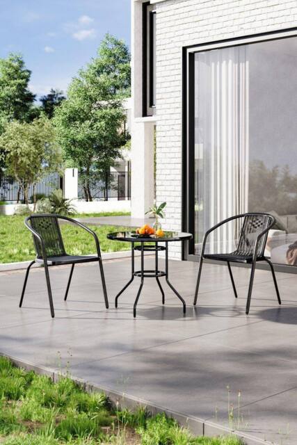 Garden Sanctuary 2-Seater Outdoor Garden Dining Table & Chair Set in Black - image 1