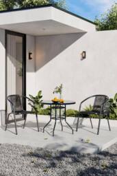 Garden Sanctuary 2-Seater Outdoor Garden Dining Table & Chair Set in Black - thumbnail 2