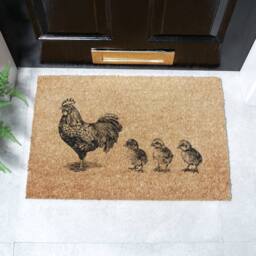 Artsy Mats Chickens & Chicks Doormat (60 x 40cm) in Brown - Size: 40 cm x 60 cm - thumbnail 1