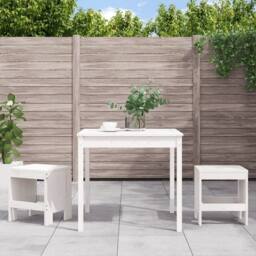 Berkfield Home Beautiful 3 Piece Garden Bistro Set White Solid Wood Pine - thumbnail 2