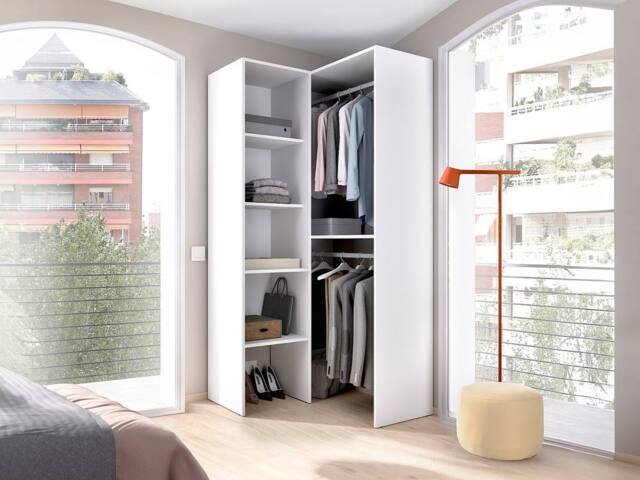 Vente-unique Corner Open Wardrobe - W79 Cm - White - FERDINAND - image 1