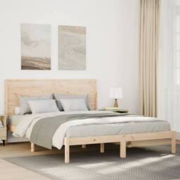 Berkfield Home Decorative Extra Long Bed Frame without Mattress 160x210 cm Solid Wood in Natural - thumbnail 2