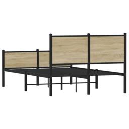 Berkfield Home Metal Bed Frame without Mattress Sonoma Oak 120x200 cm in Light Oak - Size: Small Double - thumbnail 7