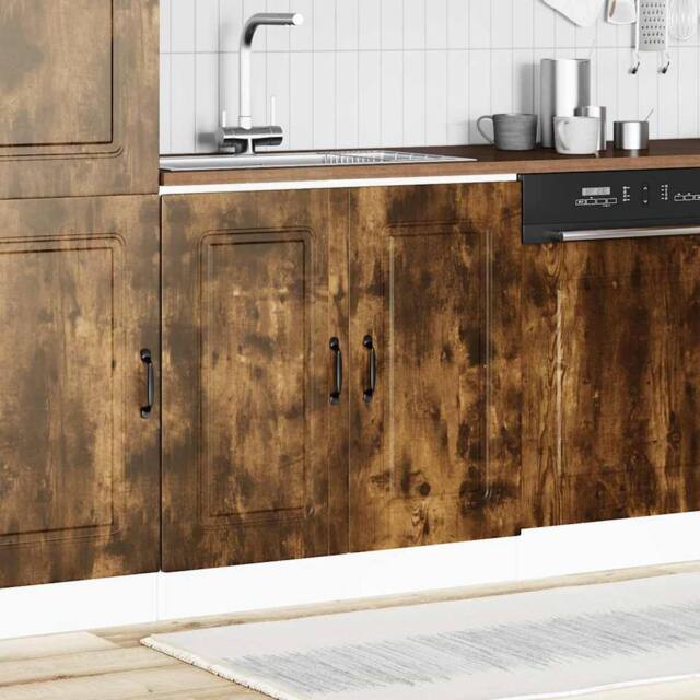 Berkfield Home Sink Base Cabinet Kalmar Smoked Oak 80x46x81.5 cm Engineered Wood in Brown - image 1