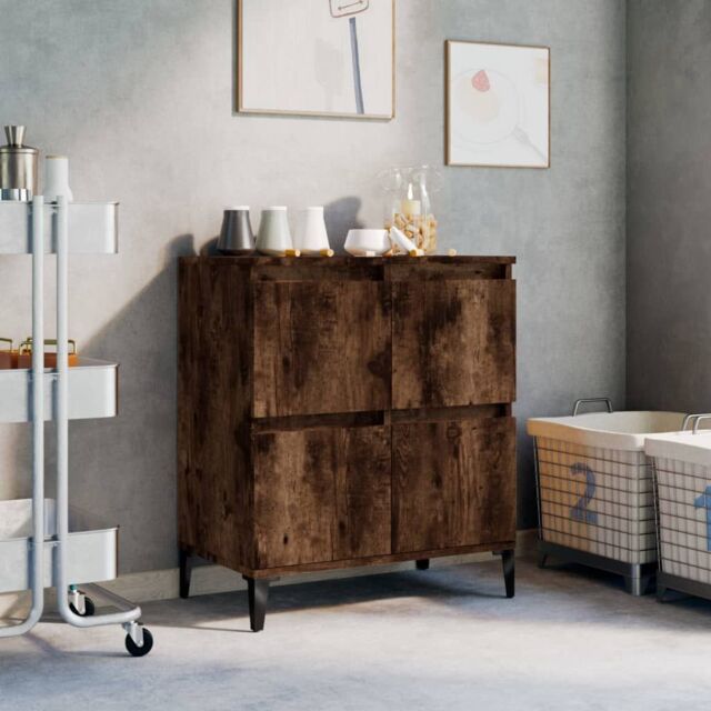 Berkfield Home Sideboard Smoked Oak 60x35x70 cm Engineered Wood in Brown - Size: 60 x 35 x 70 cm - image 1