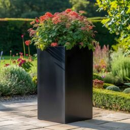 Woven Wood 50cm Zinc Matte Black Tall Square Planter - thumbnail 5