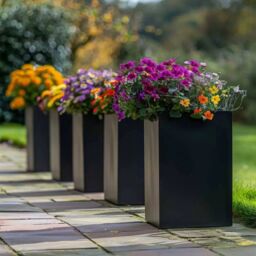 Woven Wood 50cm Zinc Matte Black Tall Square Planter - thumbnail 3