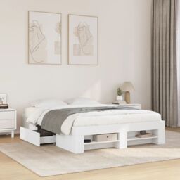 Berkfield Home Bed Frame without Mattress White 140x190 cm Engineered Wood - thumbnail 1