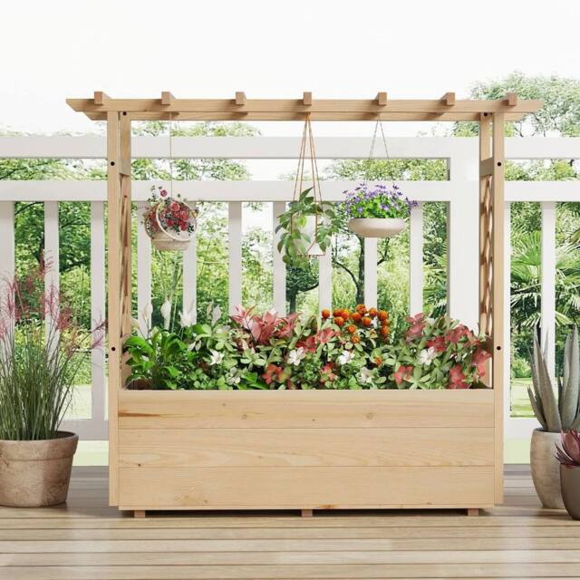 KORVIXA Wooden Elevated Planter Box 115cm Raised Garden Bed in Natural - Size: 1.25kg - image 1