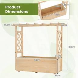 KORVIXA Wooden Elevated Planter Box 115cm Raised Garden Bed in Natural - Size: 1.25kg - thumbnail 2