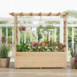KORVIXA Wooden Elevated Planter Box 115cm Raised Garden Bed in Natural - Size: 1.25kg