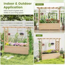 KORVIXA Wooden Elevated Planter Box 115cm Raised Garden Bed in Natural - Size: 1.25kg - thumbnail 3