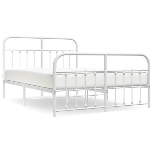 Berkfield Home Metal Bed Frame with Headboard & Footboard White 140x200 cm - image 1