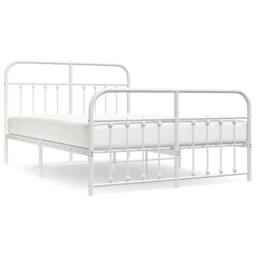 Berkfield Home Metal Bed Frame with Headboard & Footboard White 140x200 cm - thumbnail 1