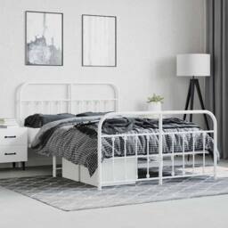 Berkfield Home Metal Bed Frame with Headboard & Footboard White 140x200 cm - thumbnail 4