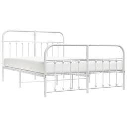 Berkfield Home Metal Bed Frame with Headboard & Footboard White 140x200 cm - thumbnail 5