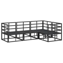 Berkfield Home Garden Sofa Set with Cushion with Pillow 4 pcs Black Aluminium - thumbnail 6