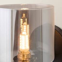 ValueLights Demi Pair of Smoked Glass Cup Wall Lights in Black - thumbnail 6