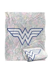 Wonder Woman Floral Logo Silky Touch Super Soft Throw Blanket 152 X 127 cm in White - thumbnail 2
