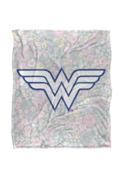 Wonder Woman Floral Logo Silky Touch Super Soft Throw Blanket 152 X 127 cm in White - thumbnail 1