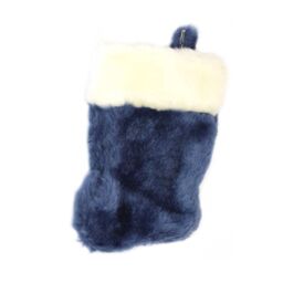 Shatchi Deluxe Velvet Santa Stocking Xmas Sock with Fur Christmas Decorations, Multi in Blue