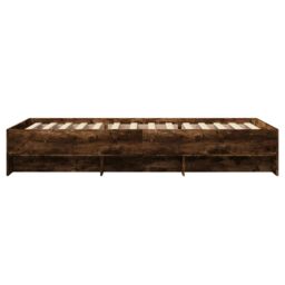 Berkfield Home Bed Frame without Mattress Smoked Oak 100x200 cm Engineered Wood in Brown - thumbnail 6