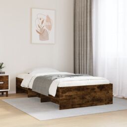 Berkfield Home Bed Frame without Mattress Smoked Oak 100x200 cm Engineered Wood in Brown - thumbnail 1