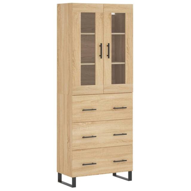 Berkfield Home Highboard Sonoma Oak 69.5x34x180 cm Engineered Wood in Light Brown - image 1