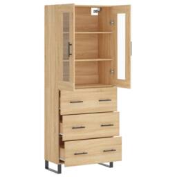 Berkfield Home Highboard Sonoma Oak 69.5x34x180 cm Engineered Wood in Light Brown - thumbnail 4