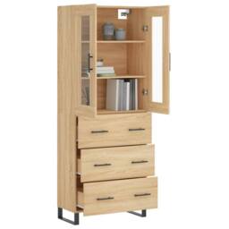 Berkfield Home Highboard Sonoma Oak 69.5x34x180 cm Engineered Wood in Light Brown - thumbnail 3