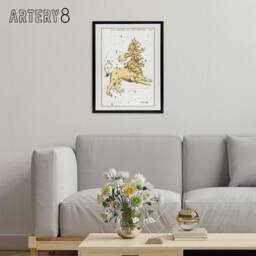 "Artery8 Vintage Leo Constellation Illustration Hall Framed Canvas Wall Art in White - Size: W12"" x H16""" - thumbnail 3