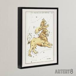 "Artery8 Vintage Leo Constellation Illustration Hall Framed Canvas Wall Art in White - Size: W12"" x H16""" - thumbnail 2