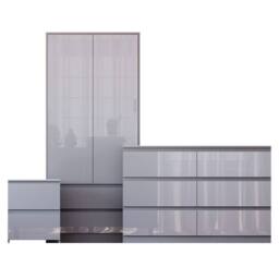 HD Designs Vida Designs Glinton 3 Piece Bedroom Set (2 Drawer Bedside Chest, 6 in Grey - thumbnail 2