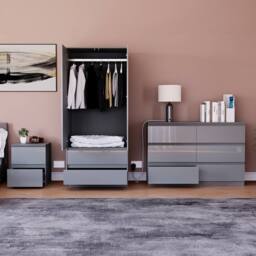 HD Designs Vida Designs Glinton 3 Piece Bedroom Set (2 Drawer Bedside Chest, 6 in Grey - thumbnail 3