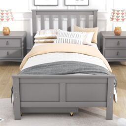 AKA 3ft Single Wooden Solid White Pine Storage Bed with Drawers Bed in Grey - thumbnail 4