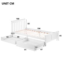 AKA 3ft Single Wooden Solid White Pine Storage Bed with Drawers Bed in Grey - thumbnail 7
