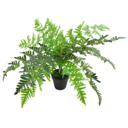 Leaf Large Artificial Ferns Display with Metal Silver Bowl Planter 50x65cm in Green - Size: 50x65 cm - thumbnail 2