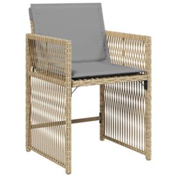 Berkfield Home 5 Piece Garden Dining Set with Cushions Beige Poly Rattan - thumbnail 6